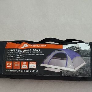 New In Box Ozark Trail Blue and Gray Camping Tent. 3 Person Dome Tent